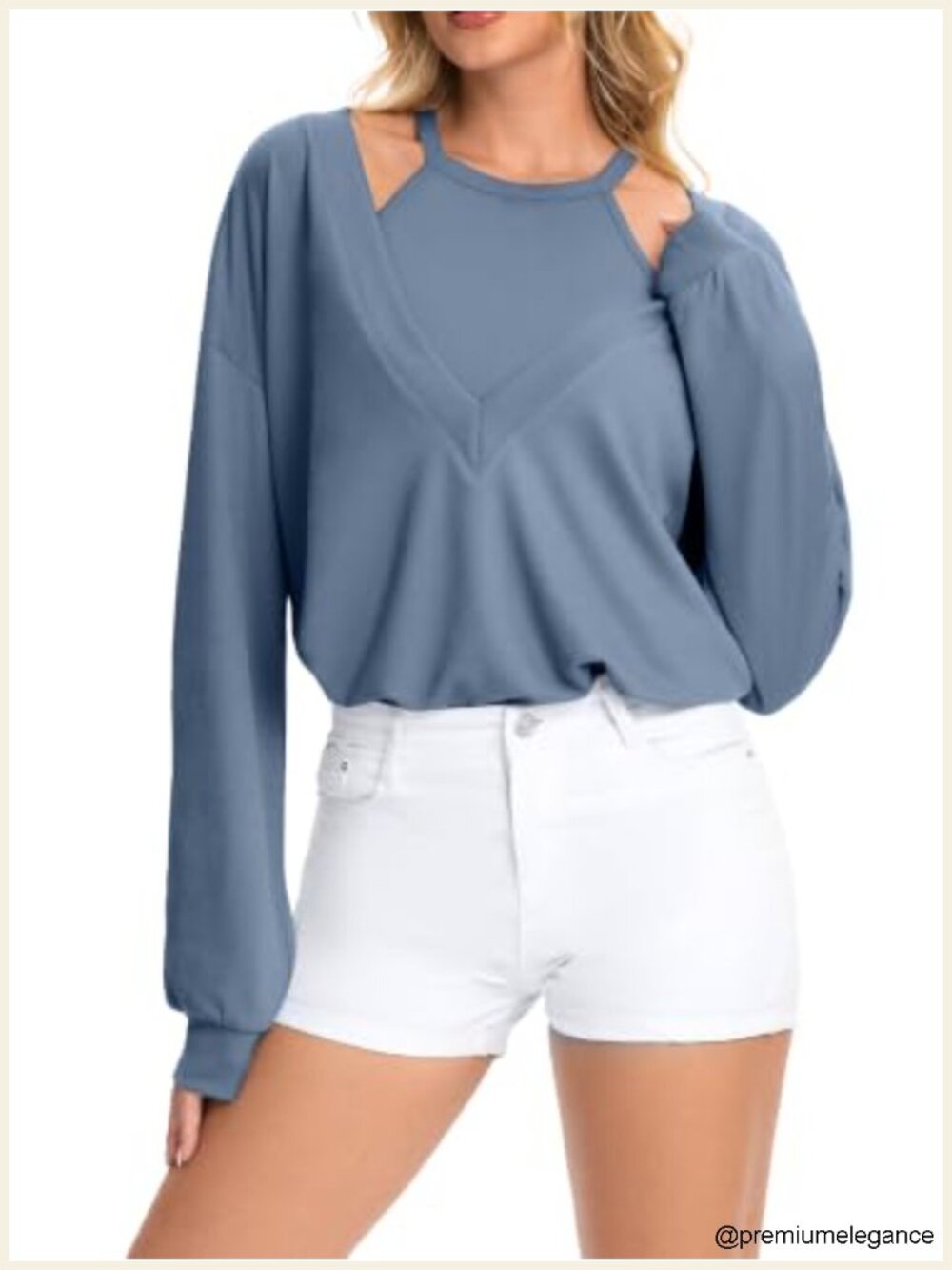 2 Piece Lounge Set Ribbed Knit Halter Crop Top Oversized Long Sleeve